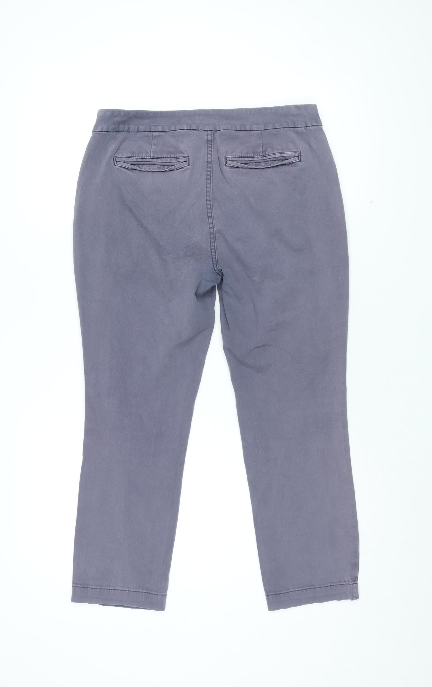 White Stuff Womens Purple Cotton Chino Trousers Size 12 L25 in Regular Zip