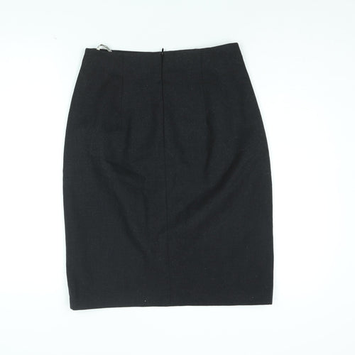 Verse Womens Black Wool Straight & Pencil Skirt Size 12 Zip