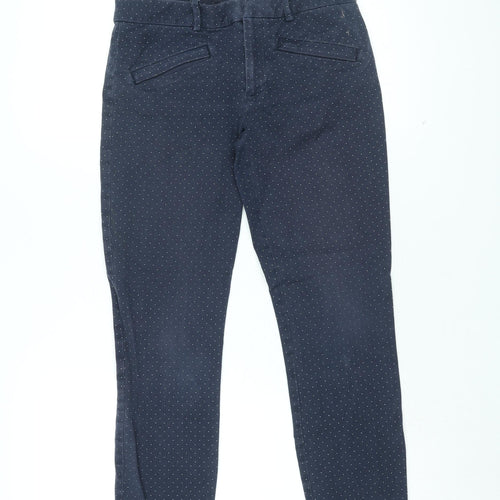 Gap Womens Blue Polka Dot Cotton Trousers Size 6 L27 in Regular Zip