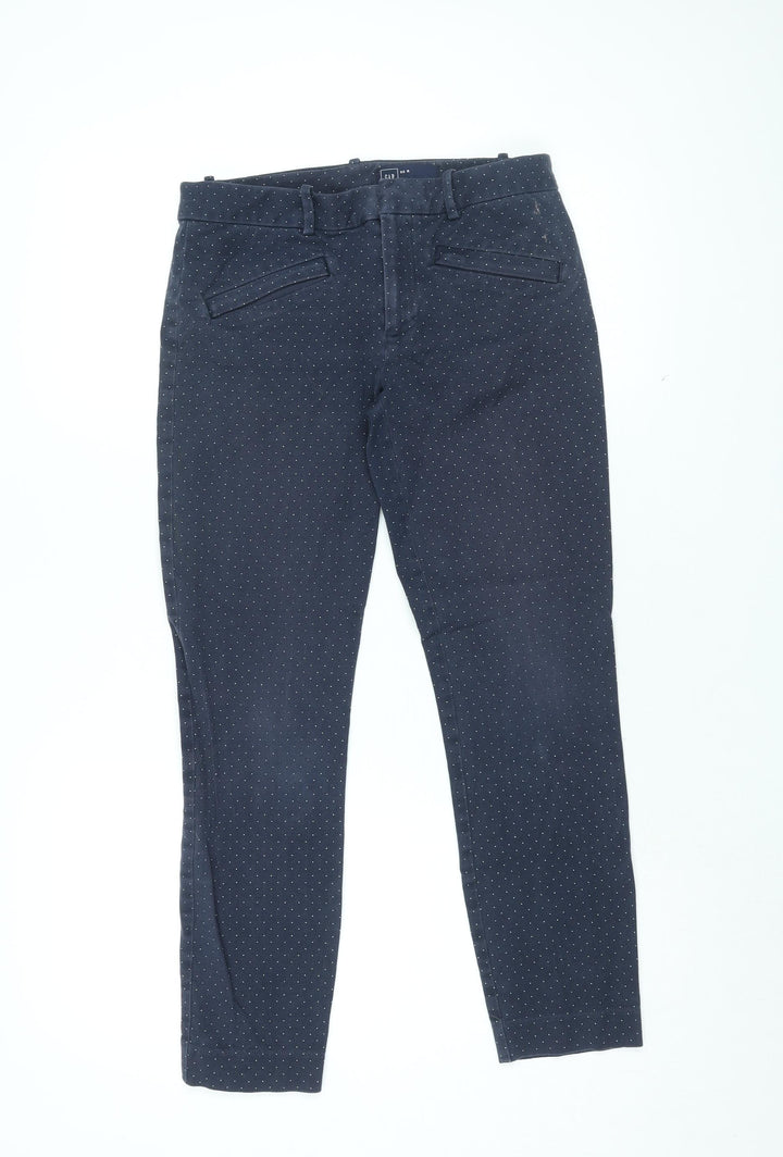 Gap Womens Blue Polka Dot Cotton Trousers Size 6 L27 in Regular Zip