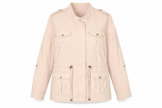Front view of Damart women’s pink jacket, size UK 16, zip