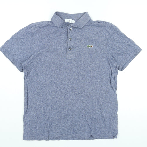 Lacoste Mens Blue Cotton Polo Size M Collared Button