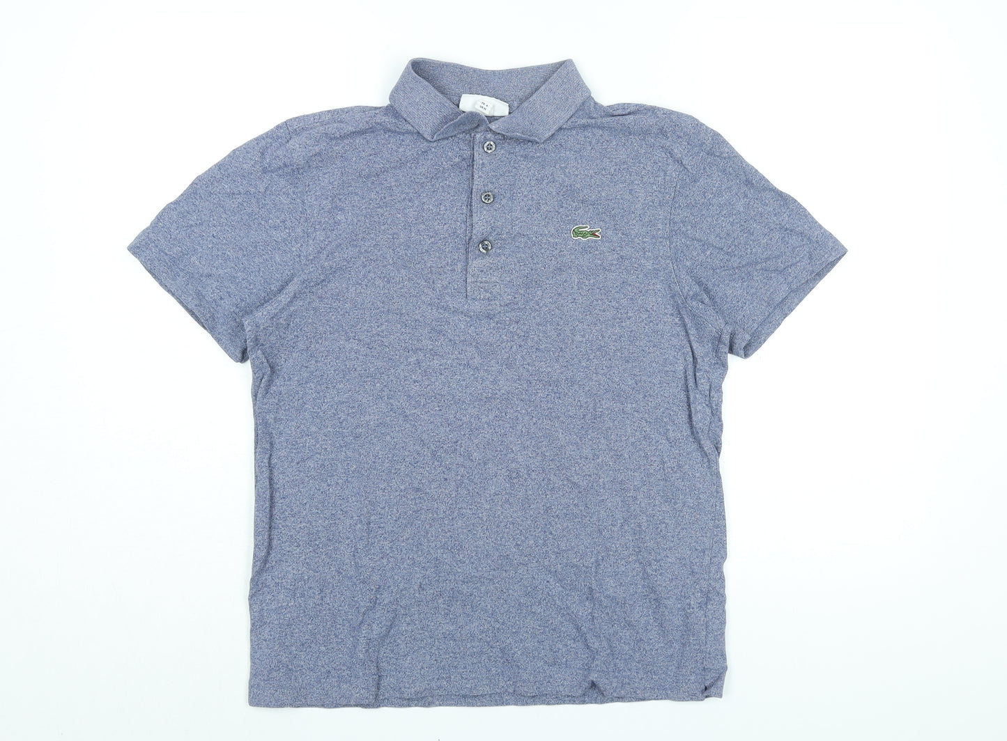 Lacoste Mens Blue Cotton Polo Size M Collared Button