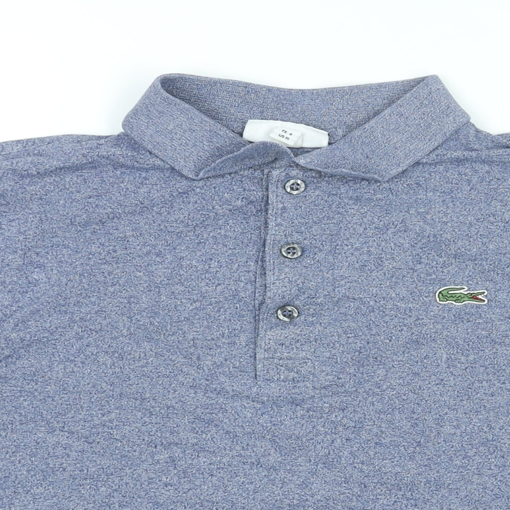 Lacoste Mens Blue Cotton Polo Size M Collared Button