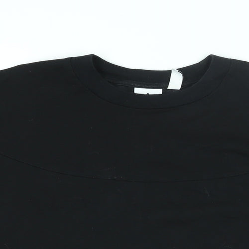 adidas Womens Black Cotton Basic T-Shirt Size 8 Round Neck