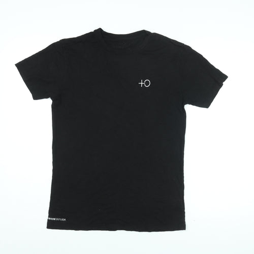 Bamboo Clothing Mens Black Cotton T-Shirt Size S Round Neck - Positive Outlook