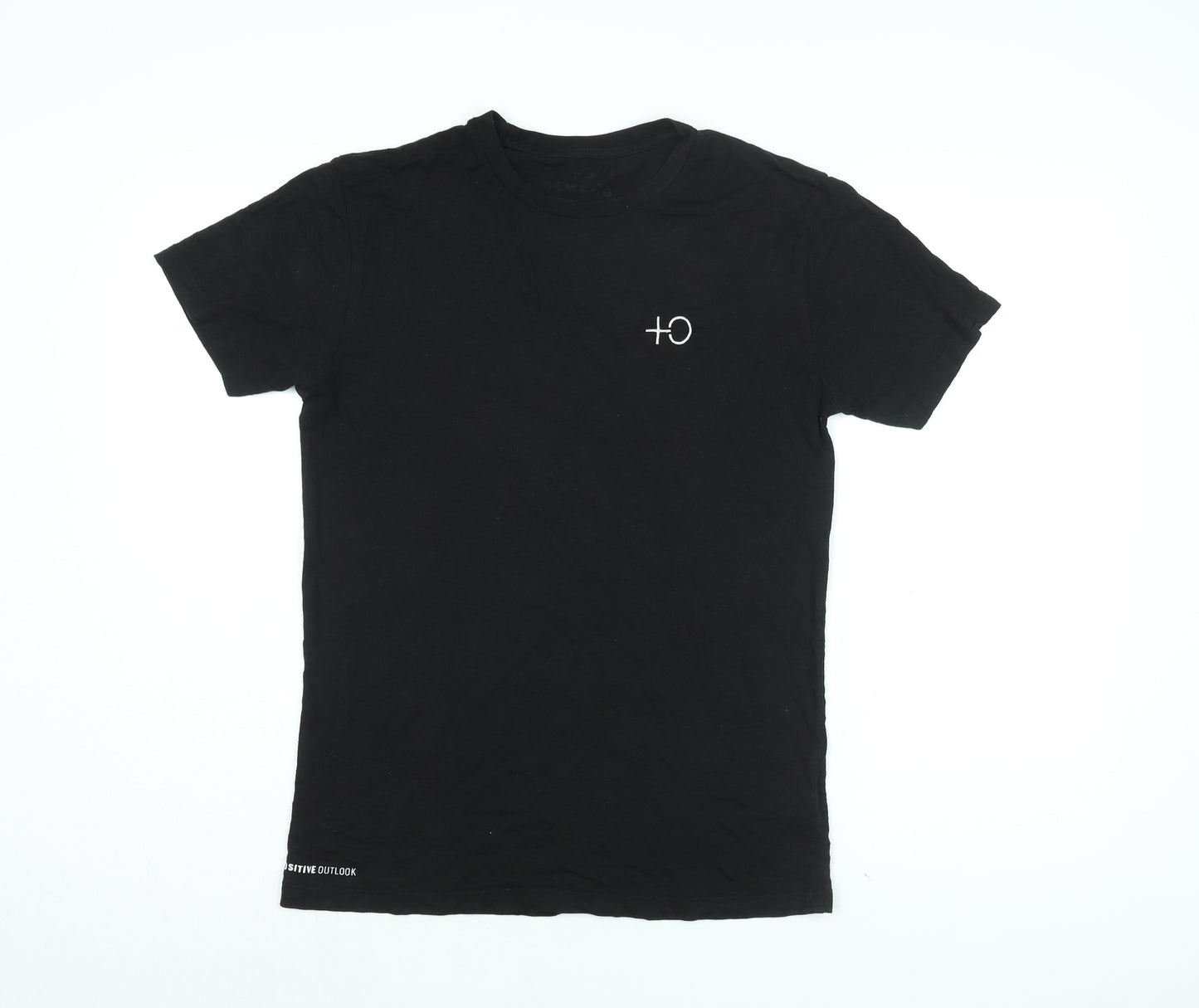 Bamboo Clothing Mens Black Cotton T-Shirt Size S Round Neck - Positive Outlook