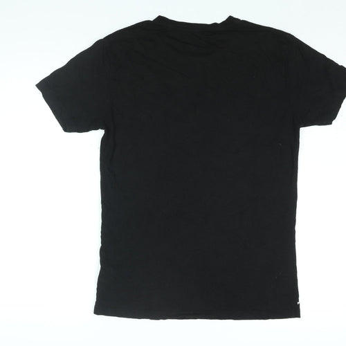 Bamboo Clothing Mens Black Cotton T-Shirt Size S Round Neck - Positive Outlook