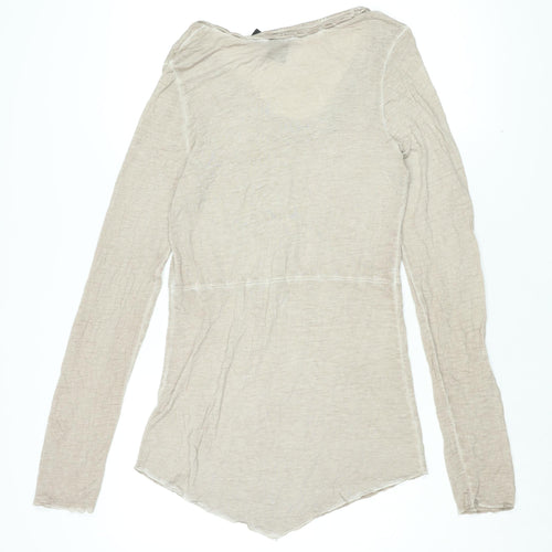 Nu by Staff Woman Womens Beige Cotton Basic T-Shirt Size M Scoop Neck