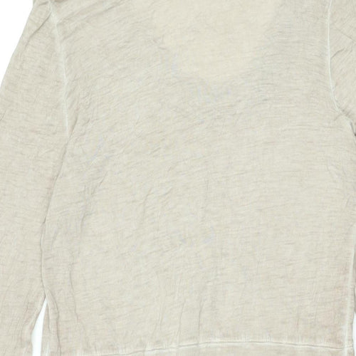 Nu by Staff Woman Womens Beige Cotton Basic T-Shirt Size M Scoop Neck
