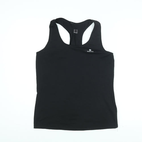 DECATHLON Womens Black Polyester Basic Tank Size M Round Neck Pullover