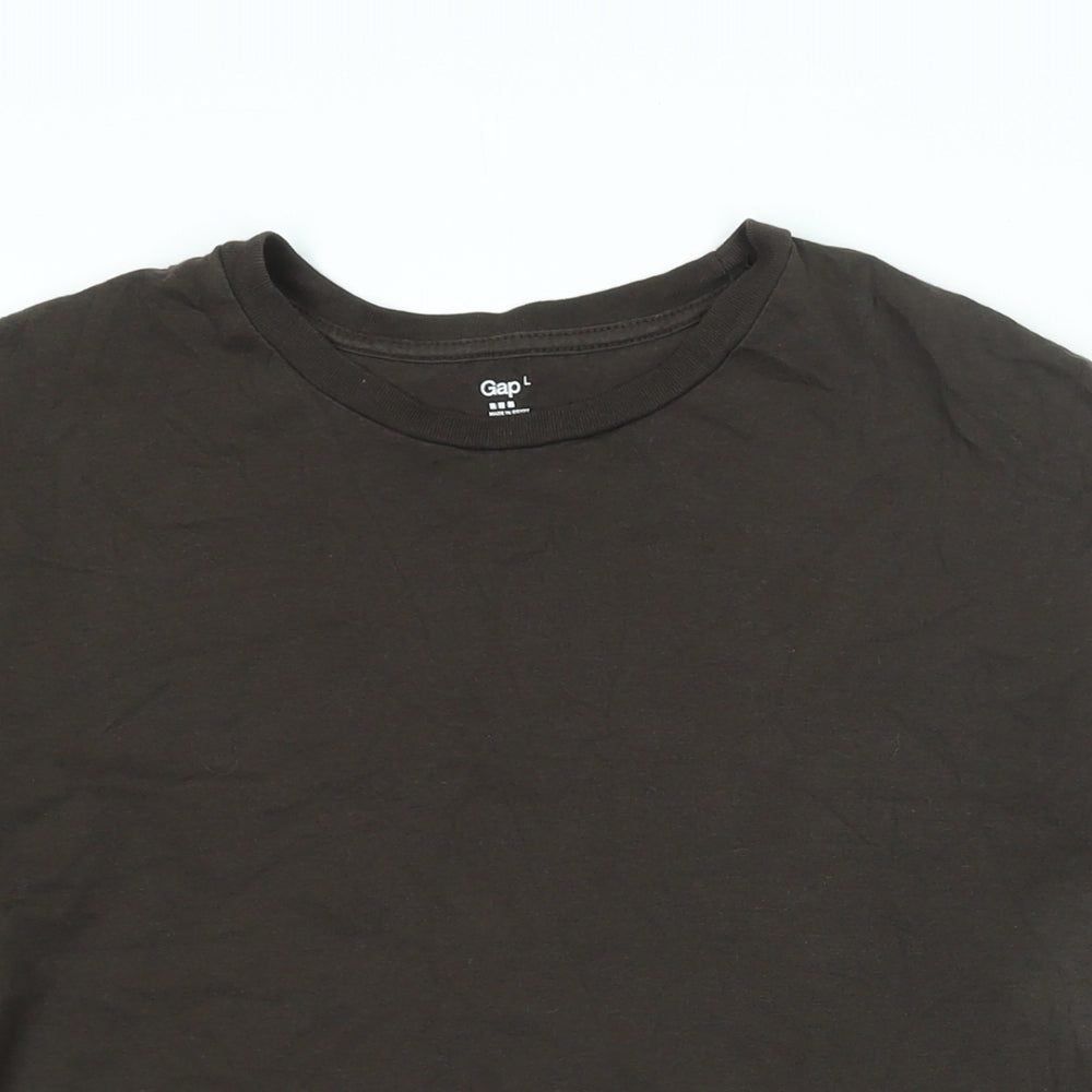 Gap Mens Brown Cotton T-Shirt Size L Round Neck