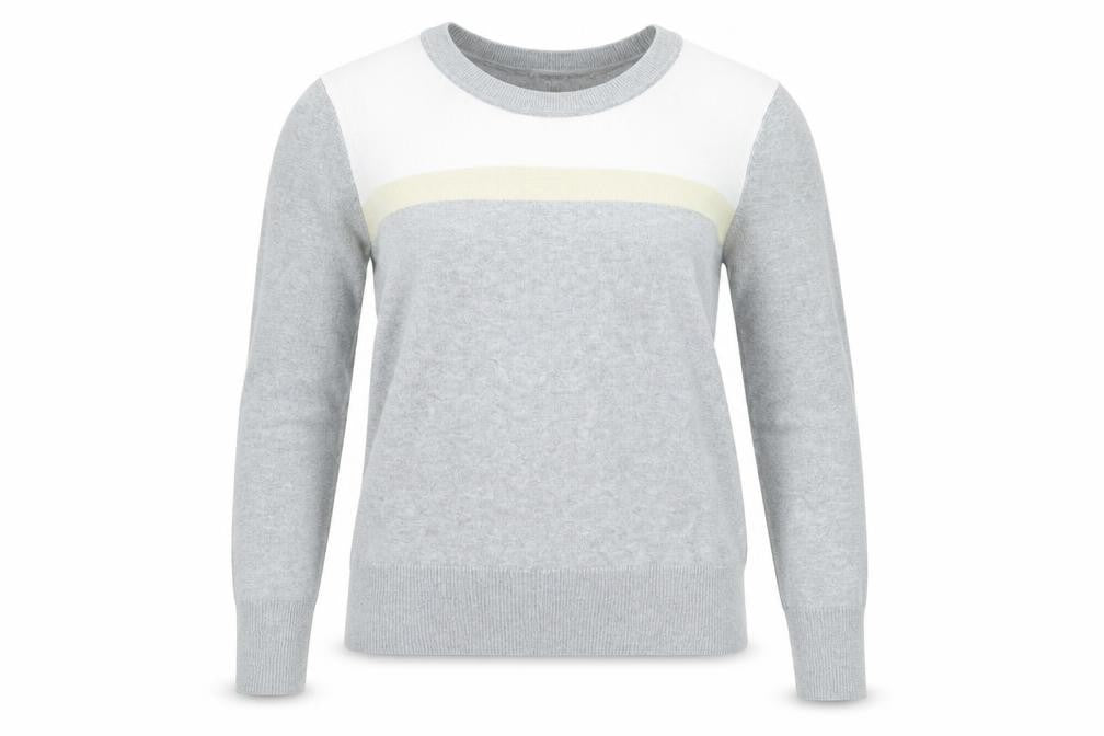 Front view of Gap women’s grey round neck cotton jumper, size S