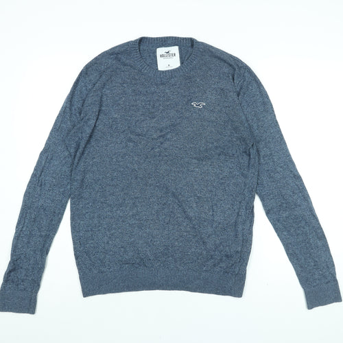 Hollister Mens Blue V-Neck Cotton Pullover Jumper Size M Long Sleeve