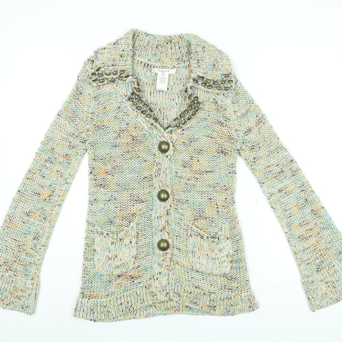 Vertigo Womens Multicoloured Collared Acrylic Cardigan Jumper Size S