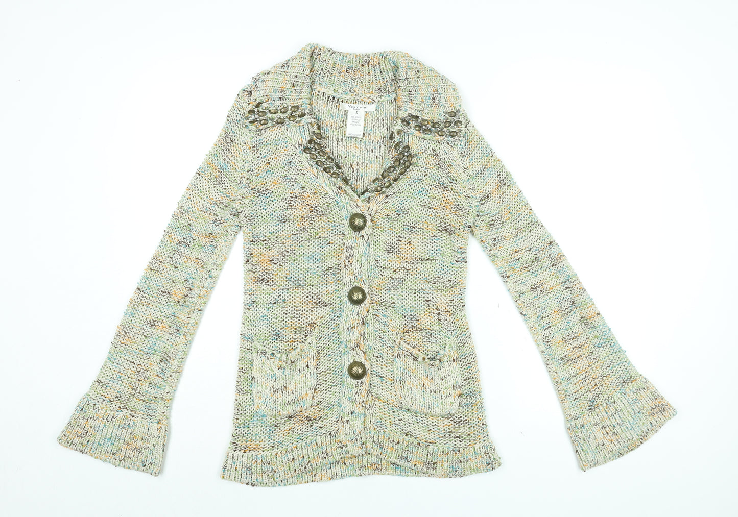 Vertigo Womens Multicoloured Collared Acrylic Cardigan Jumper Size S