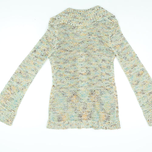 Vertigo Womens Multicoloured Collared Acrylic Cardigan Jumper Size S