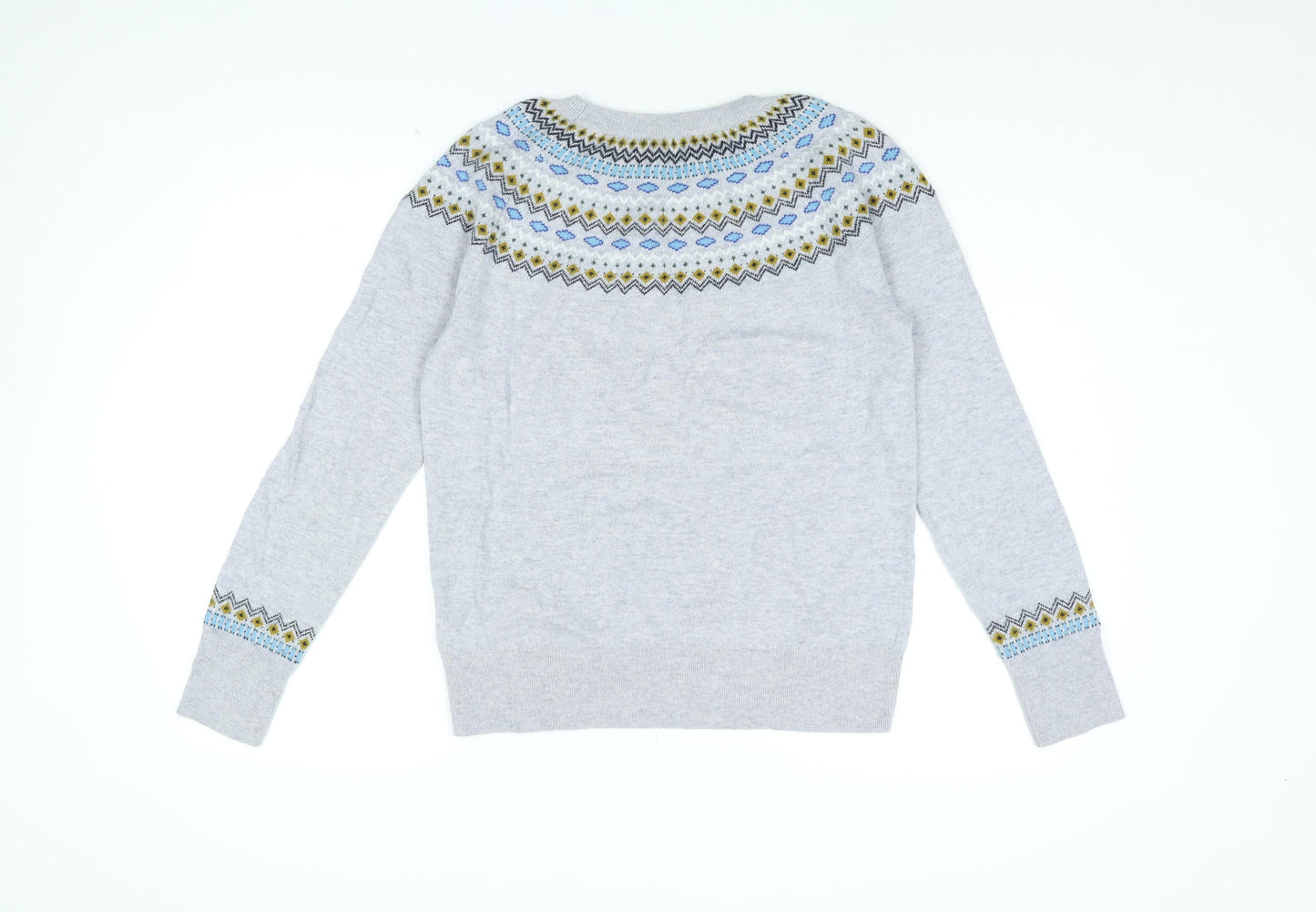 Hobbs Womens Grey Round Neck Geometric Wool Pullover Jumper Size M