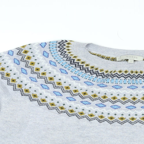 Hobbs Womens Grey Round Neck Geometric Wool Pullover Jumper Size M