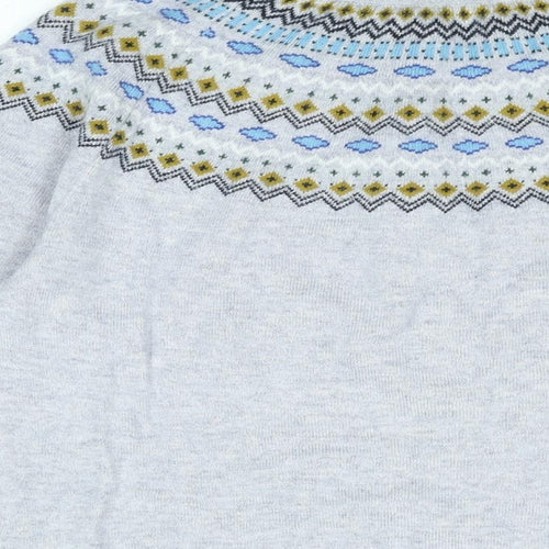 Hobbs Womens Grey Round Neck Geometric Wool Pullover Jumper Size M