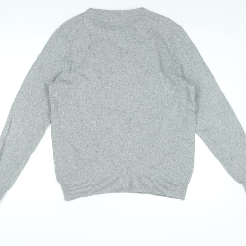 Paul Costelloe Mens Grey Round Neck Wool Pullover Jumper Size M Long Sleeve