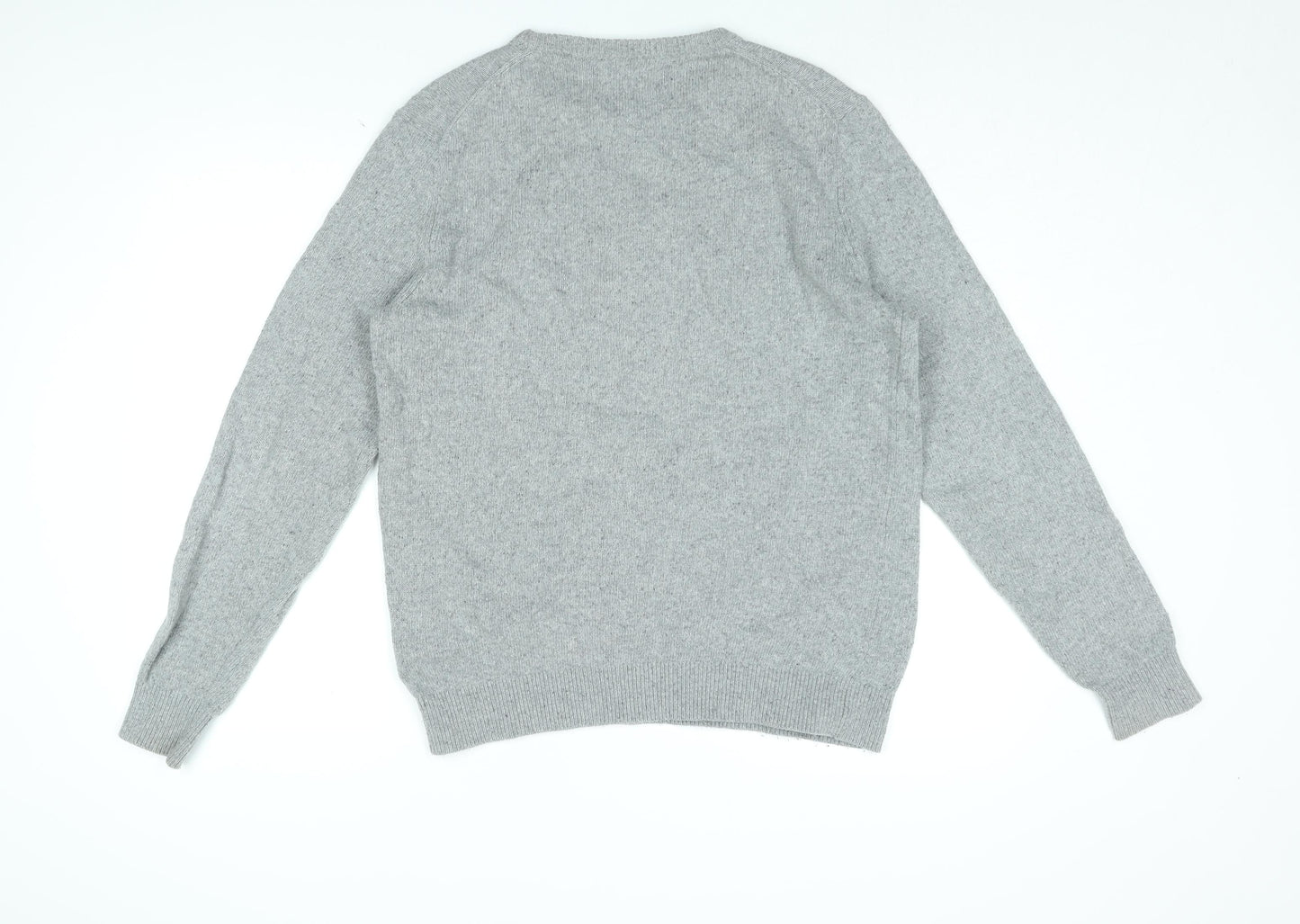 Paul Costelloe Mens Grey Round Neck Wool Pullover Jumper Size M Long Sleeve
