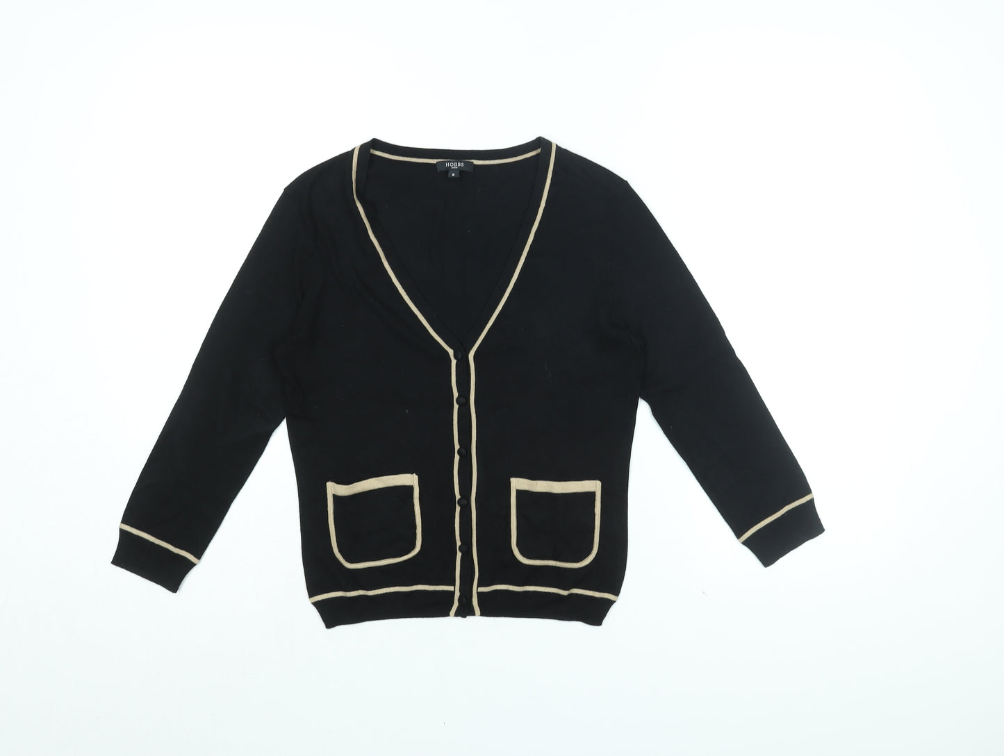 Hobbs Womens Black V-Neck Silk Cardigan Jumper Size 8