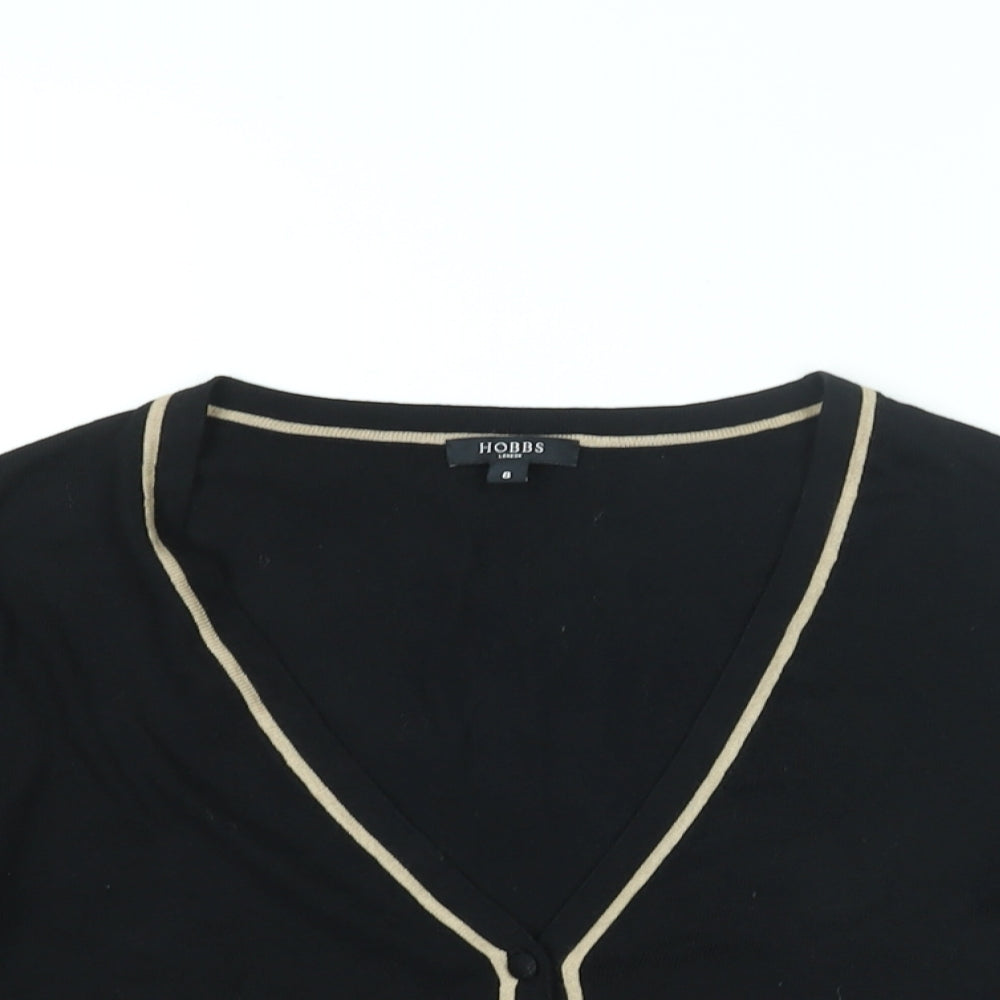 Hobbs Womens Black V-Neck Silk Cardigan Jumper Size 8
