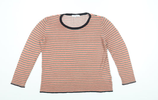 Gerard Darel Womens Multicoloured Striped Cotton Basic T-Shirt Size 12 Round Neck