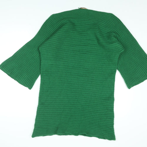 The Cashmere Centre Womens Green V-Neck Cashmere Pullover Jumper Size 2XL