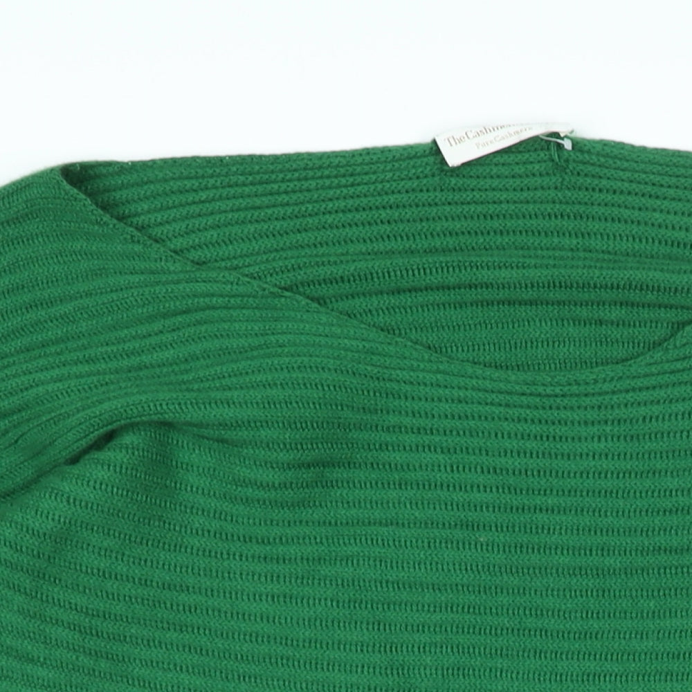 The Cashmere Centre Womens Green V-Neck Cashmere Pullover Jumper Size 2XL