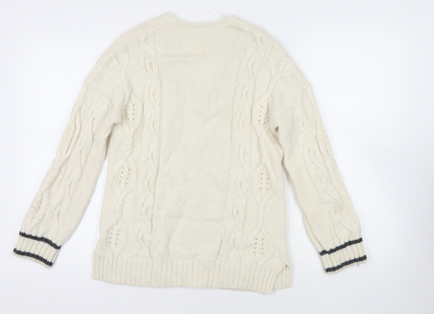 White Label Womens Ivory V-Neck Wool Pullover Jumper Size 12