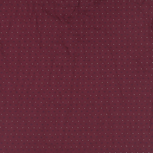 Marks and Spencer Mens Red Geometric Cotton Polo Size S Collared Button