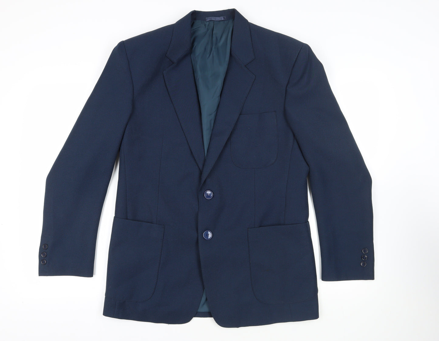 André Cori Mens Blue Polyester Jacket Blazer Size 42 Regular