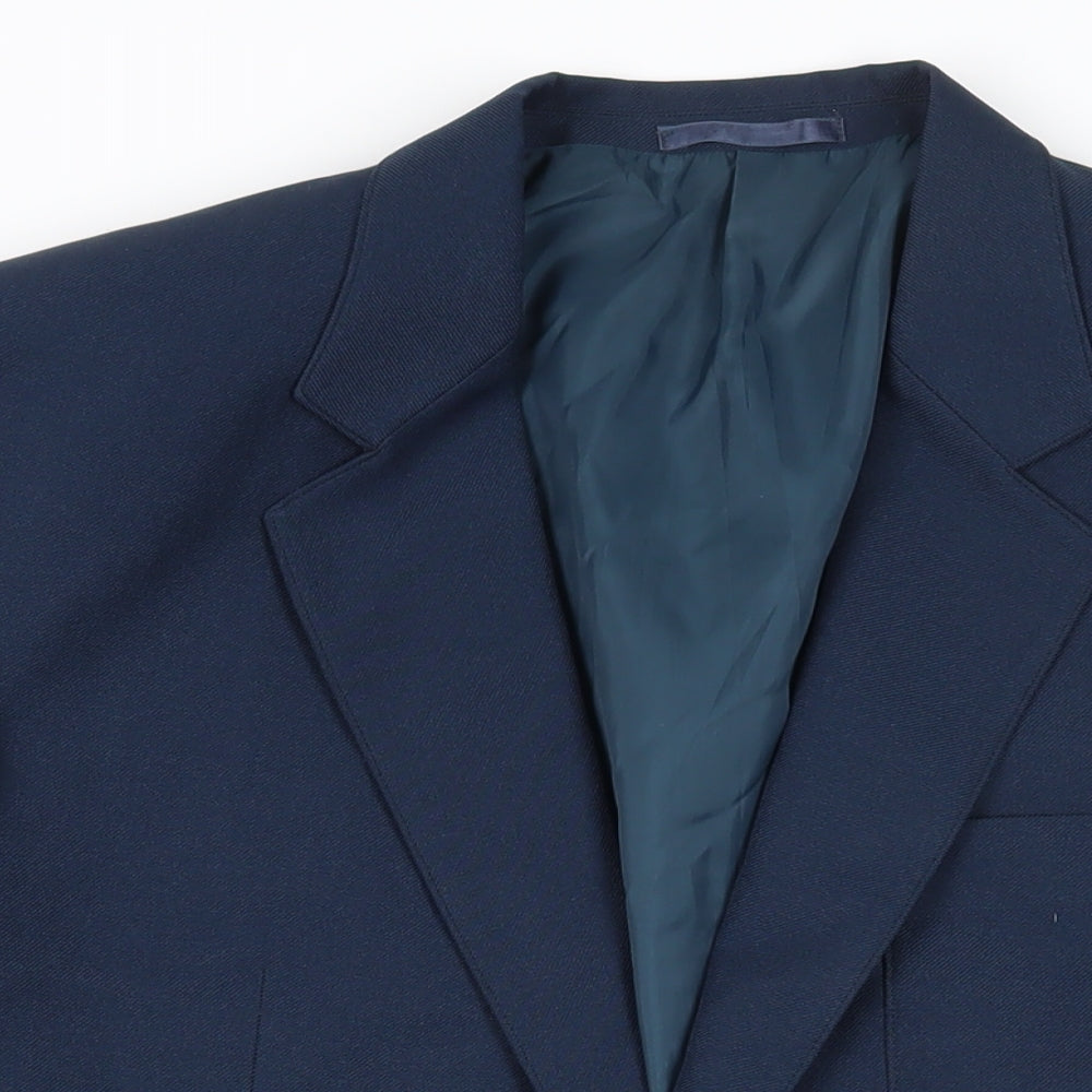 André Cori Mens Blue Polyester Jacket Blazer Size 42 Regular