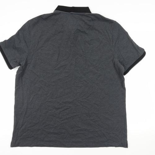 Marks and Spencer Mens Grey Cotton Polo Size 2XL Collared Button