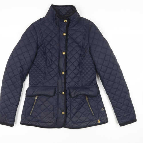 Joules Womens Blue Quilted Jacket Size 10 Zip - Zipped Pockets
