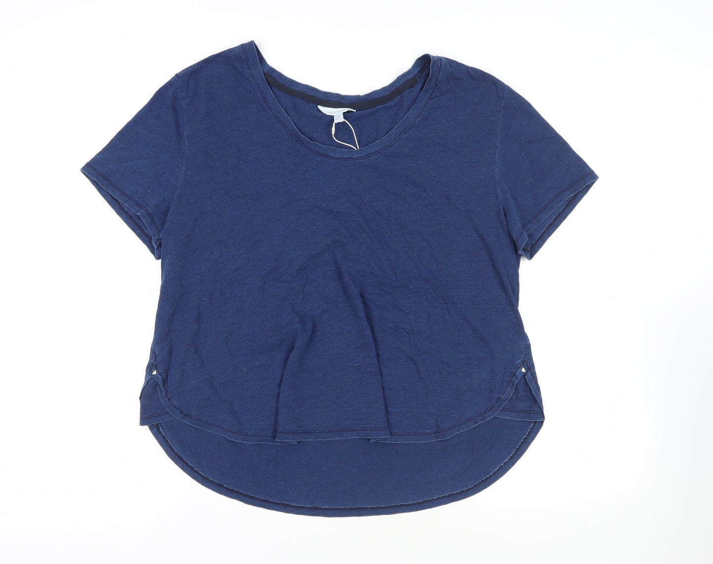 Per Una Womens Blue Cotton Basic T-Shirt Size 16 Boat Neck