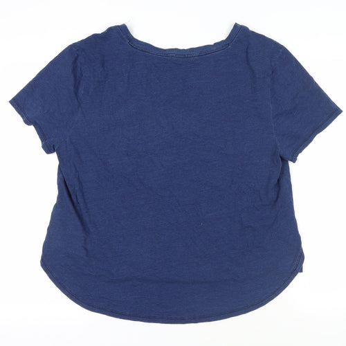 Per Una Womens Blue Cotton Basic T-Shirt Size 16 Boat Neck