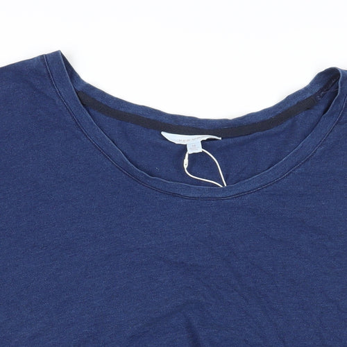 Per Una Womens Blue Cotton Basic T-Shirt Size 16 Boat Neck