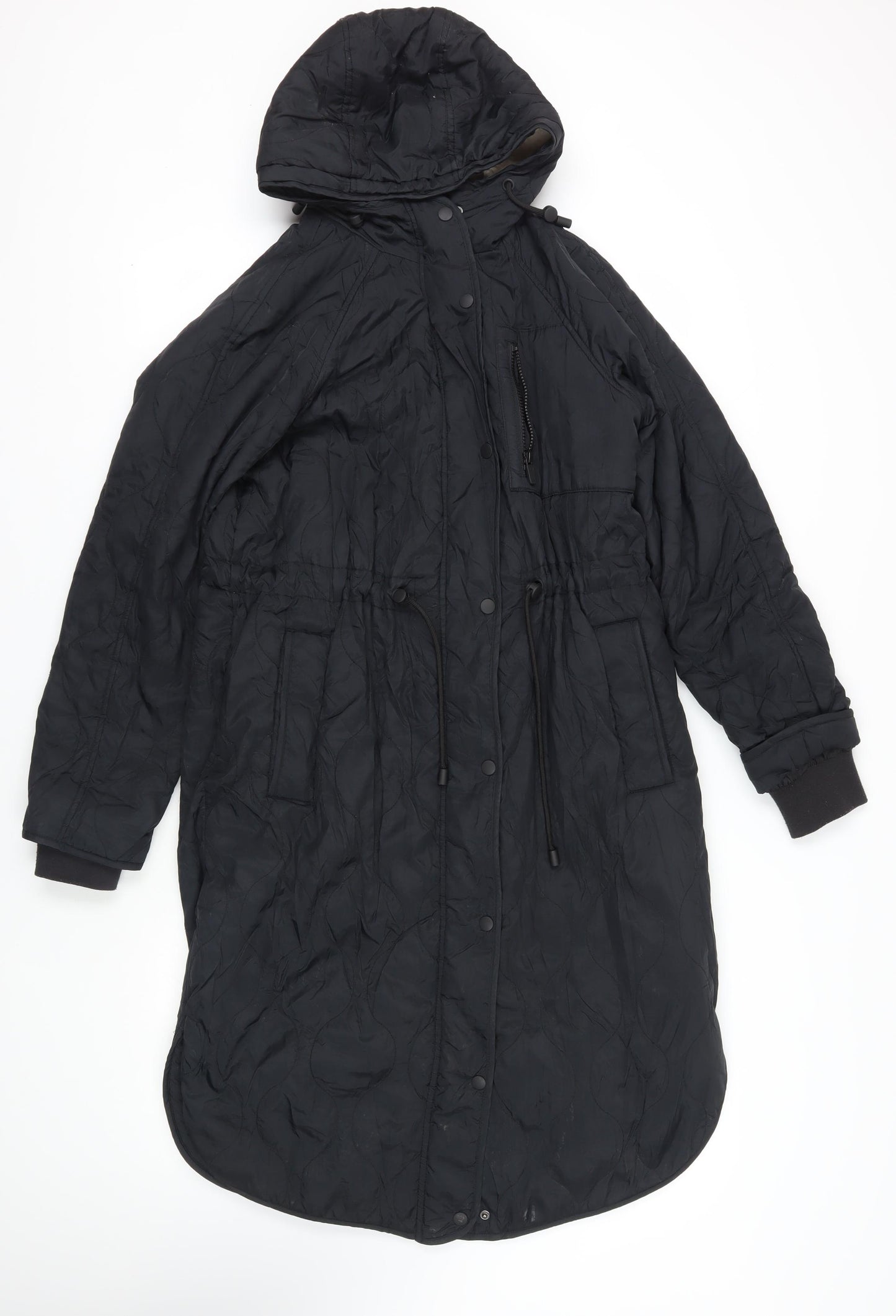 GOODMOVE Womens Black Quilted Coat Size 8 Zip - Hooded