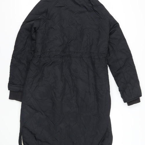 GOODMOVE Womens Black Quilted Coat Size 8 Zip - Hooded