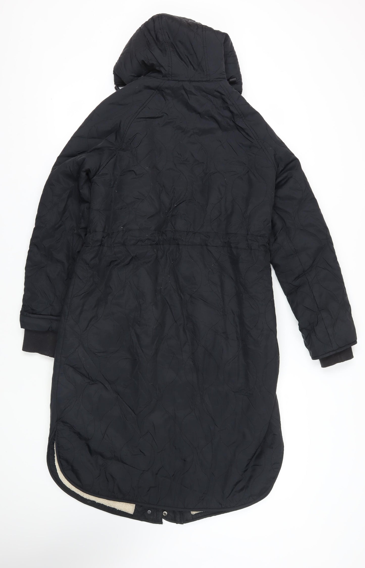 GOODMOVE Womens Black Quilted Coat Size 8 Zip - Hooded