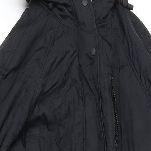 GOODMOVE Womens Black Quilted Coat Size 8 Zip - Hooded