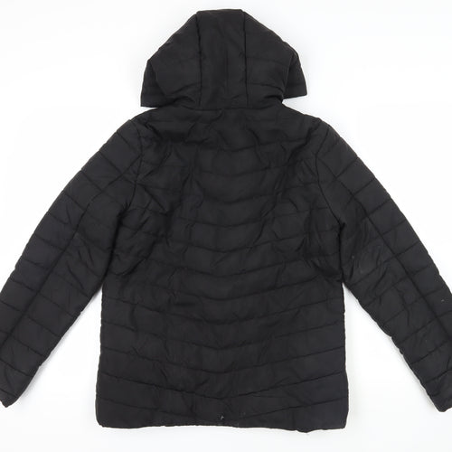 New Look Girls Black Quilted Jacket Size 14-15 Years Zip - Hooded