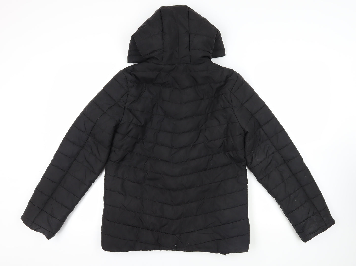 New Look Girls Black Quilted Jacket Size 14-15 Years Zip - Hooded