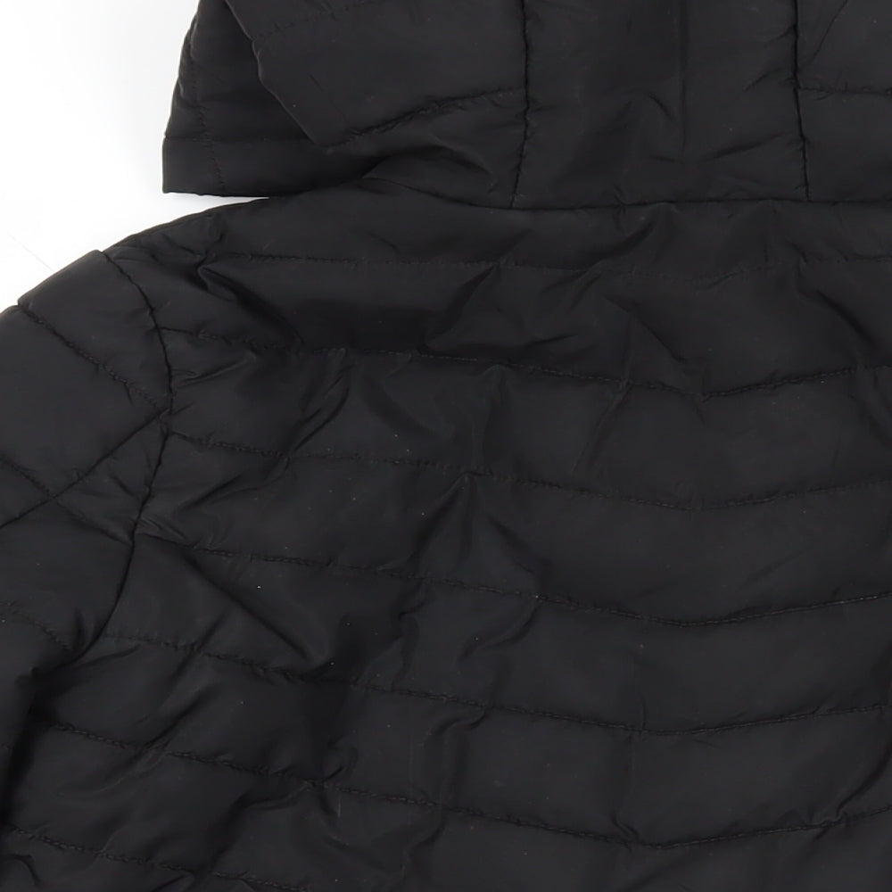 New Look Girls Black Quilted Jacket Size 14-15 Years Zip - Hooded