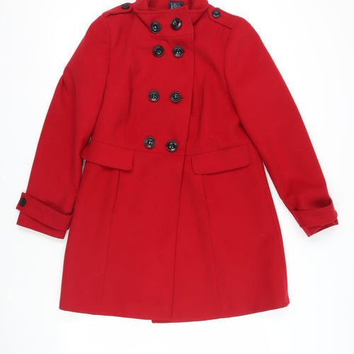 Marks and Spencer Womens Red Pea Coat Coat Size 12 Button