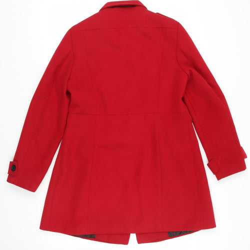 Marks and Spencer Womens Red Pea Coat Coat Size 12 Button