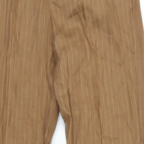 Gap Womens Brown Striped Linen Trousers Size 8 L33 in Regular Zip